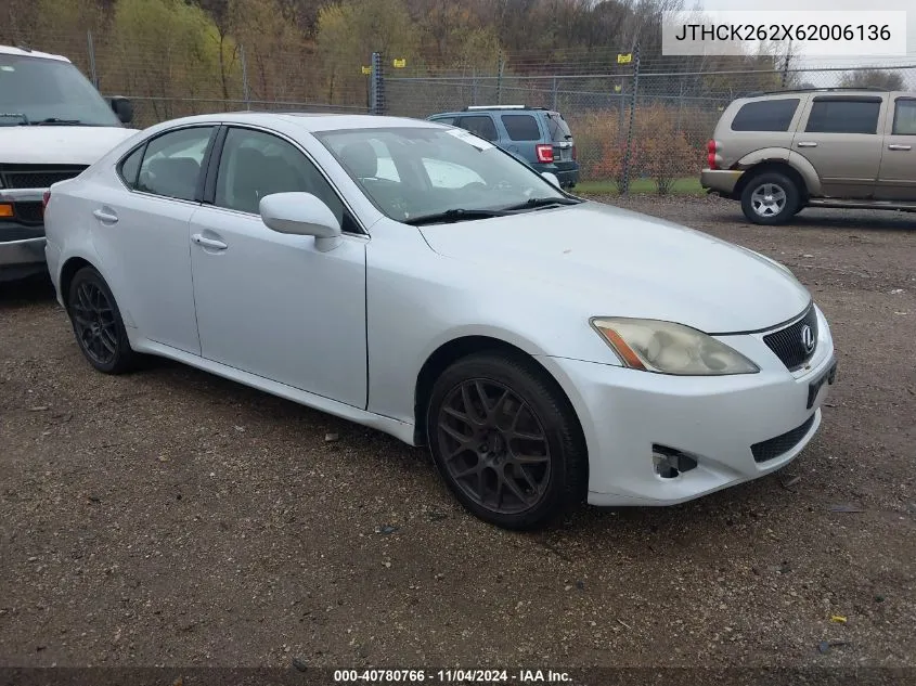 2006 Lexus Is 250 VIN: JTHCK262X62006136 Lot: 40780766