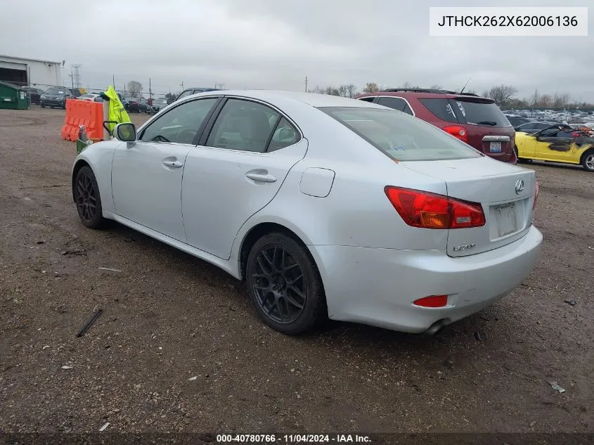 2006 Lexus Is 250 VIN: JTHCK262X62006136 Lot: 40780766