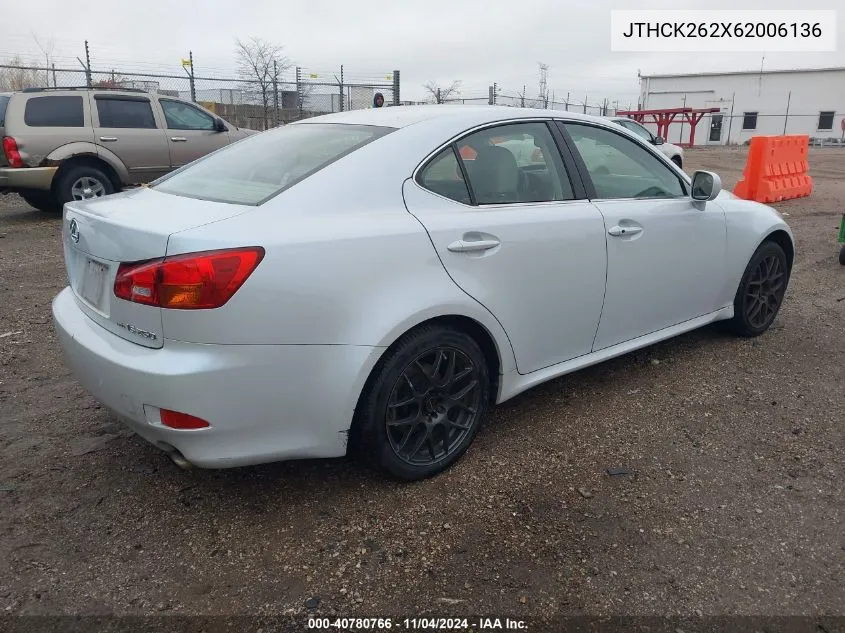 2006 Lexus Is 250 VIN: JTHCK262X62006136 Lot: 40780766