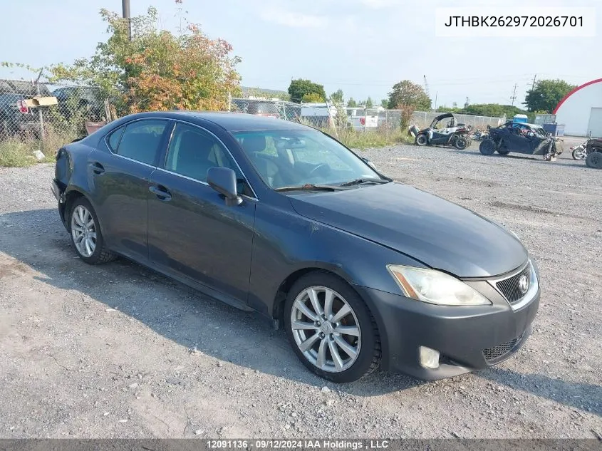 2007 Lexus Is 250 VIN: JTHBK262972026701 Lot: 12091136