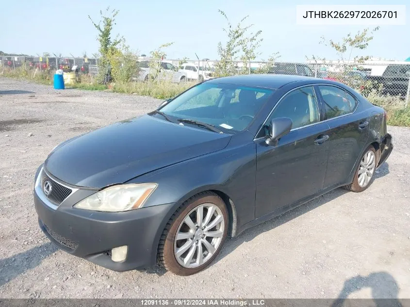 2007 Lexus Is 250 VIN: JTHBK262972026701 Lot: 12091136