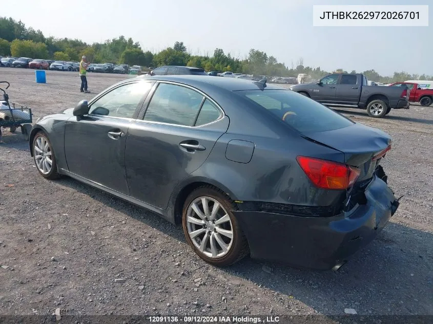 2007 Lexus Is 250 VIN: JTHBK262972026701 Lot: 12091136