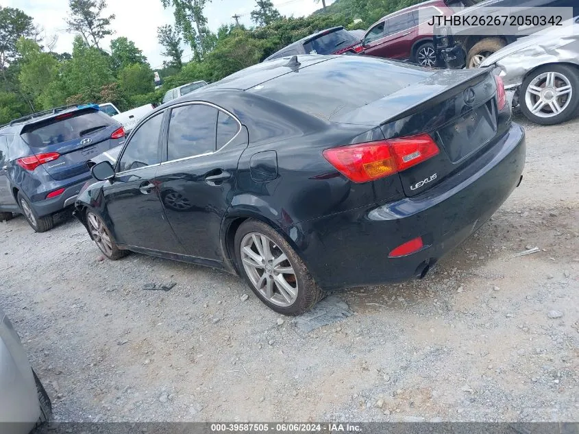 2007 Lexus Is 250 VIN: JTHBK262672050342 Lot: 39587505