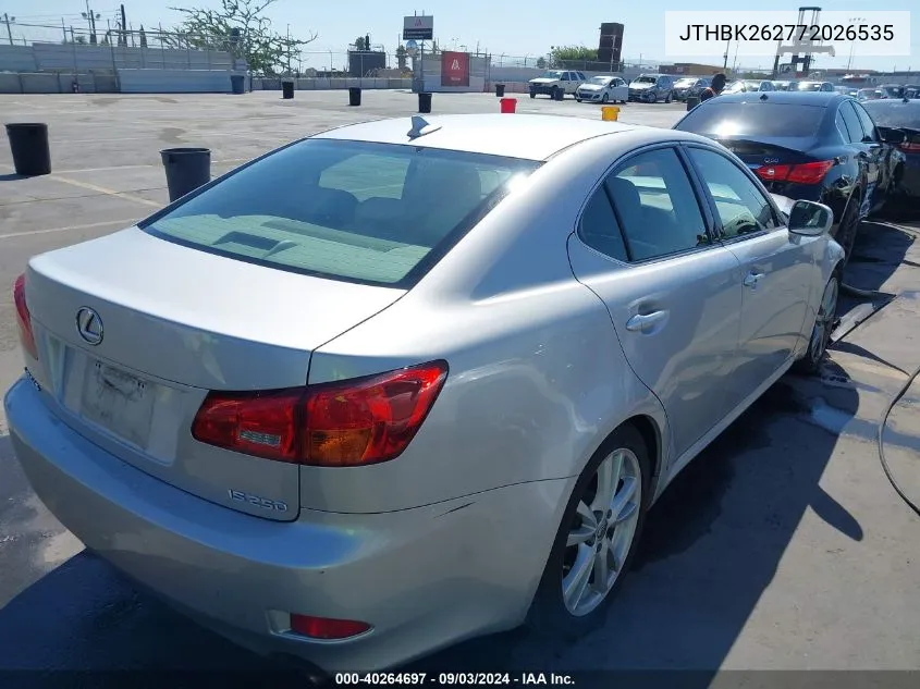 2007 Lexus Is 250 VIN: JTHBK262772026535 Lot: 40264697