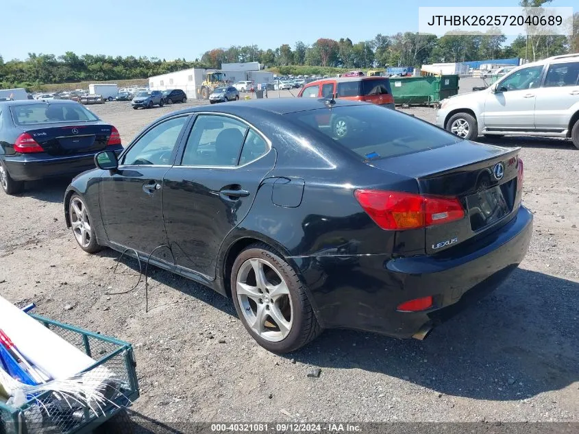 2007 Lexus Is 250 VIN: JTHBK262572040689 Lot: 40321081