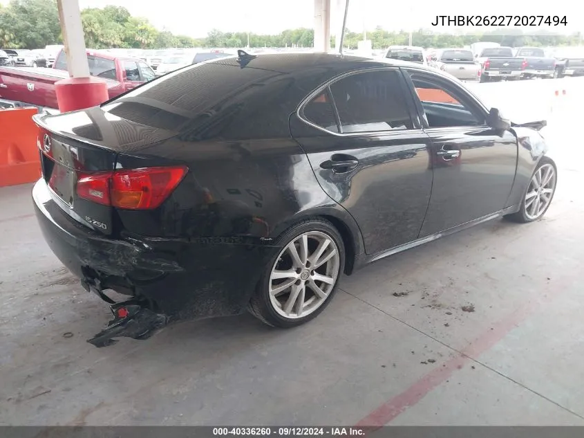 2007 Lexus Is 250 VIN: JTHBK262272027494 Lot: 40336260