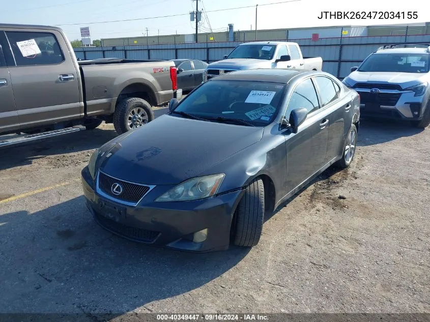 2007 Lexus Is 250 VIN: JTHBK262472034155 Lot: 40349447