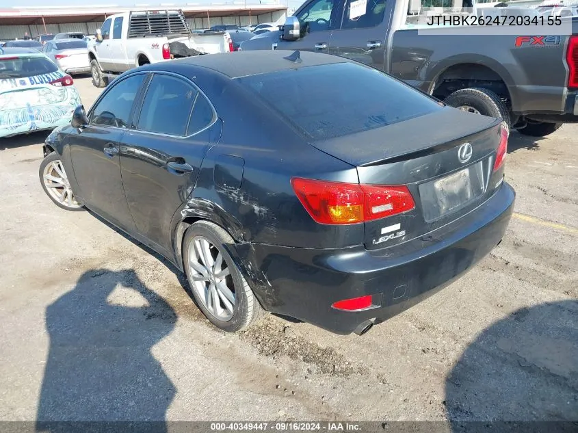 2007 Lexus Is 250 VIN: JTHBK262472034155 Lot: 40349447