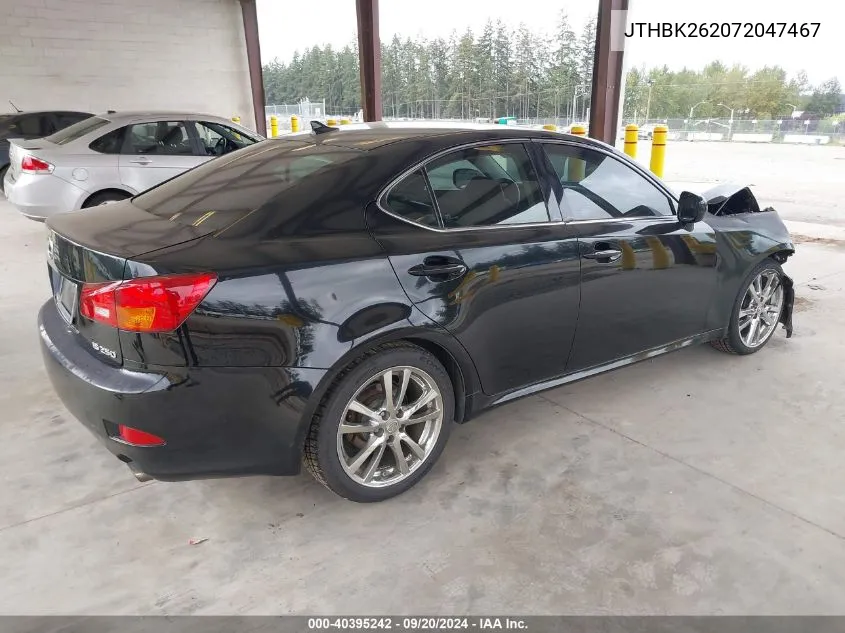 2007 Lexus Is 250 VIN: JTHBK262072047467 Lot: 40395242