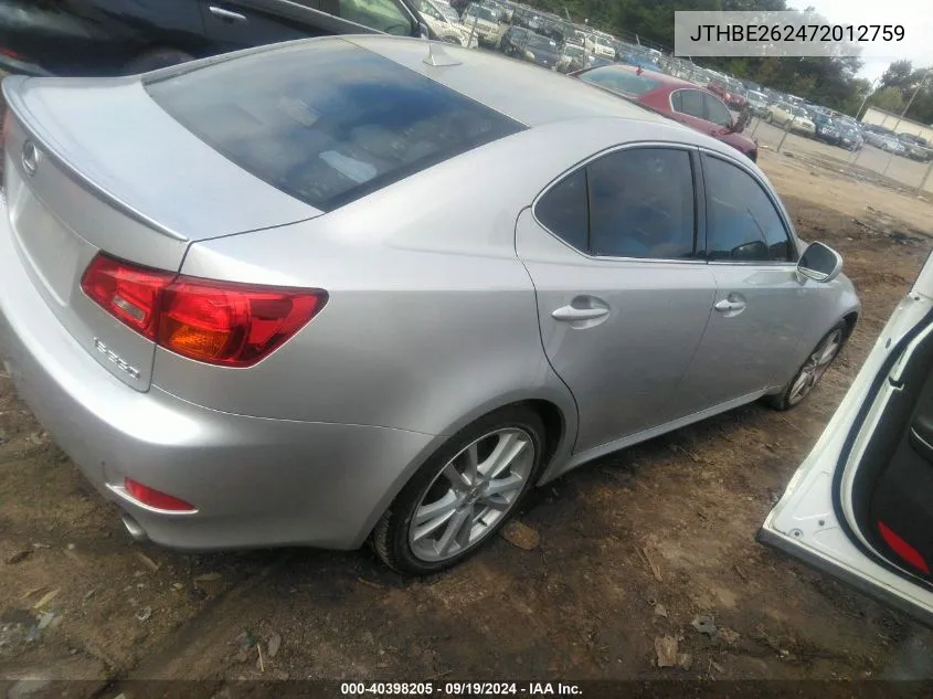 JTHBE262472012759 2007 Lexus Is 350