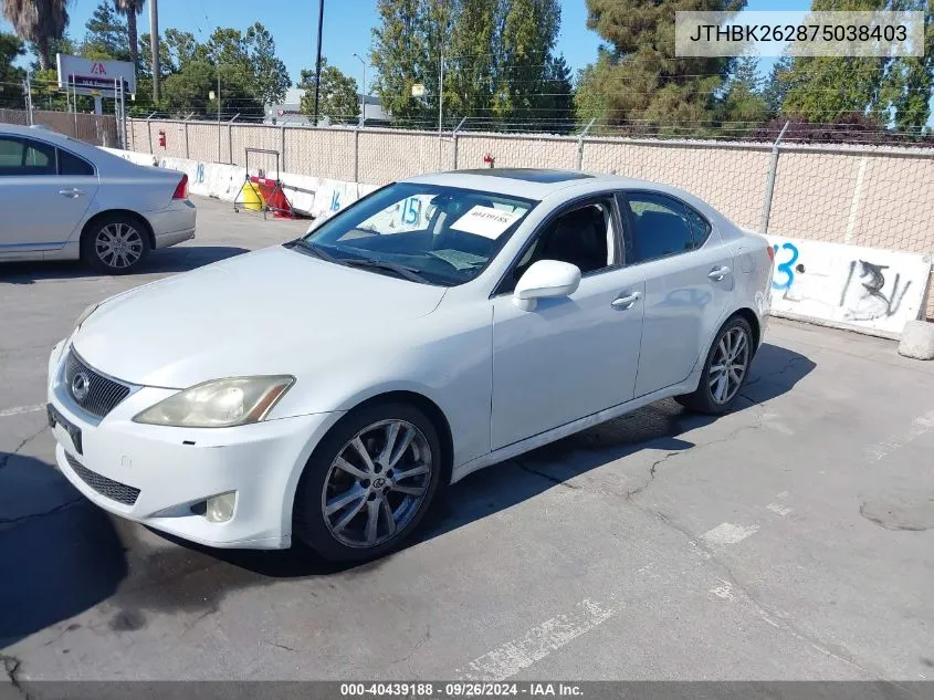 2007 Lexus Is 250 VIN: JTHBK262875038403 Lot: 40439188