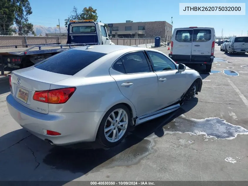 2007 Lexus Is 250 VIN: JTHBK262075032000 Lot: 40530350