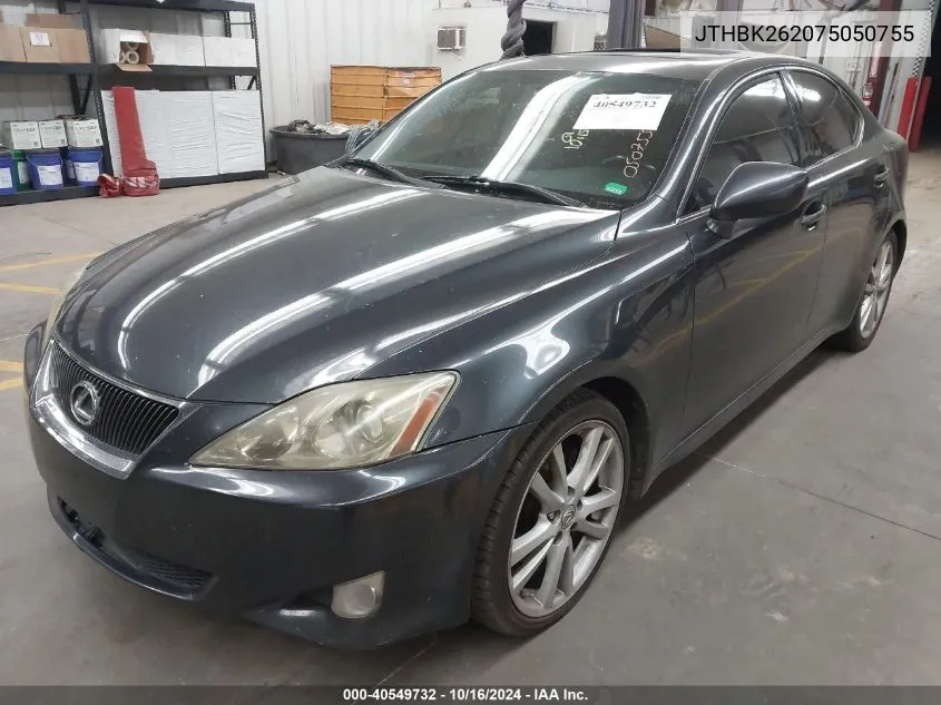 2007 Lexus Is 250 VIN: JTHBK262075050755 Lot: 40549732