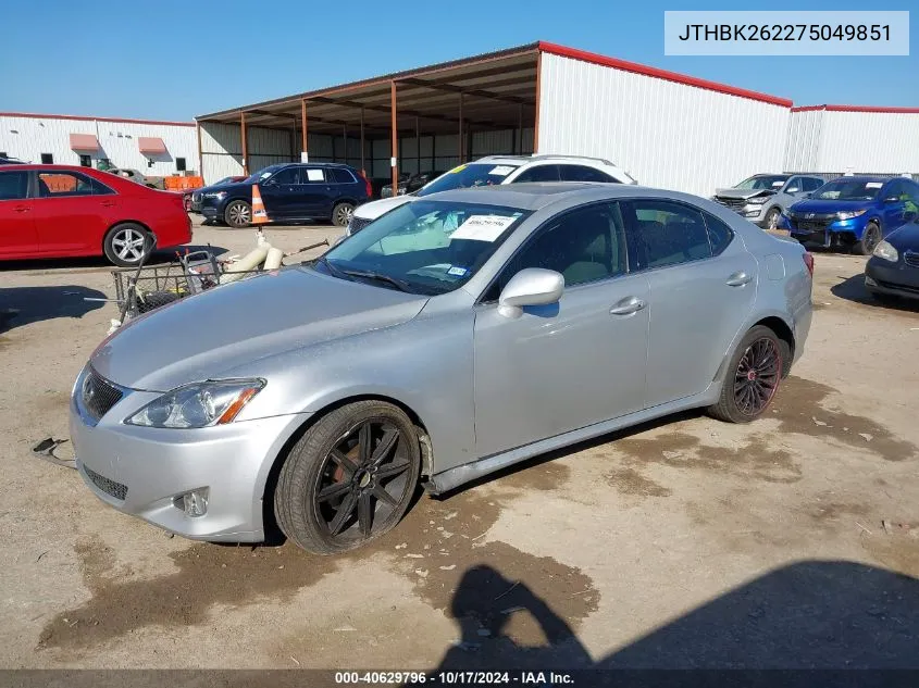 2007 Lexus Is 250 VIN: JTHBK262275049851 Lot: 40629796