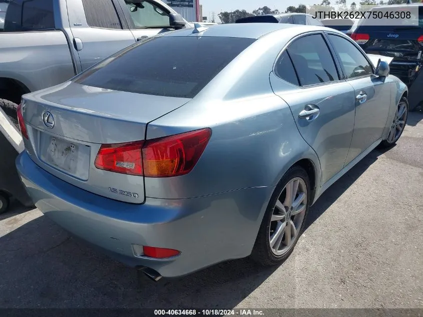 2007 Lexus Is 250 VIN: JTHBK262X75046308 Lot: 40634668