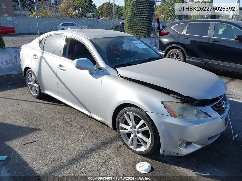 2007 Lexus Is 250 VIN: JTHBK262275026392 Lot: 40643409