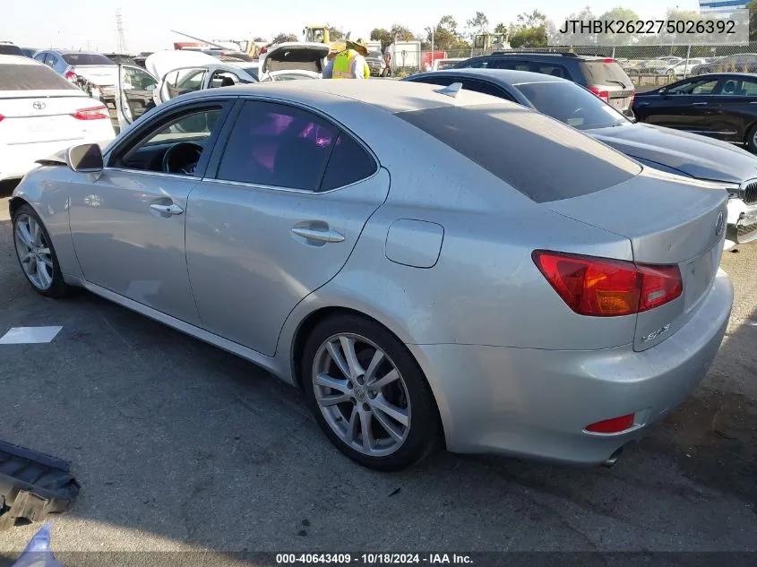 2007 Lexus Is 250 VIN: JTHBK262275026392 Lot: 40643409