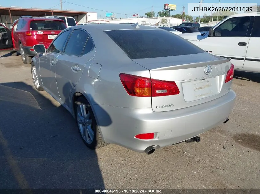 2007 Lexus Is 250 VIN: JTHBK262672041639 Lot: 40646195