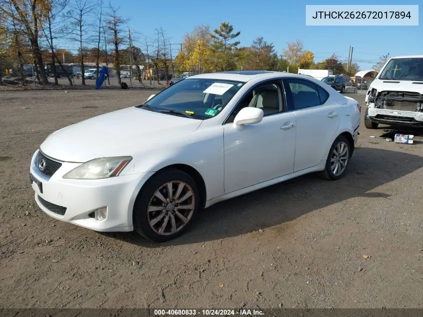 2007 Lexus Is 250 VIN: JTHCK262672017894 Lot: 40680833