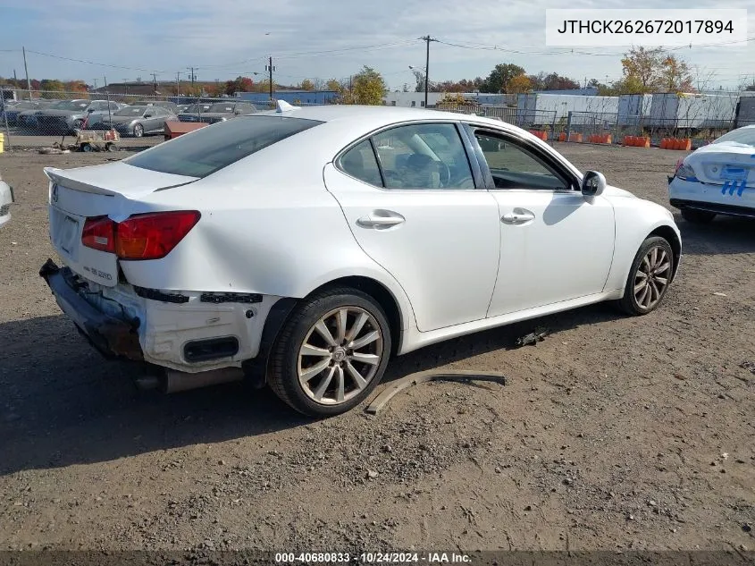 2007 Lexus Is 250 VIN: JTHCK262672017894 Lot: 40680833