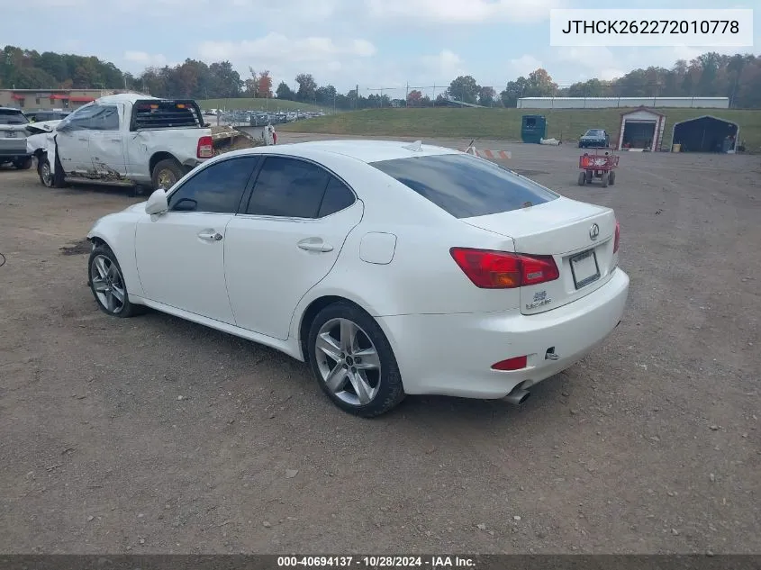 2007 Lexus Is 250 VIN: JTHCK262272010778 Lot: 40694137