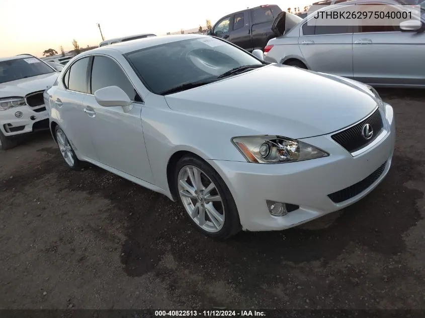 2007 Lexus Is 250 VIN: JTHBK262975040001 Lot: 40822513