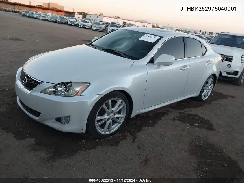 2007 Lexus Is 250 VIN: JTHBK262975040001 Lot: 40822513