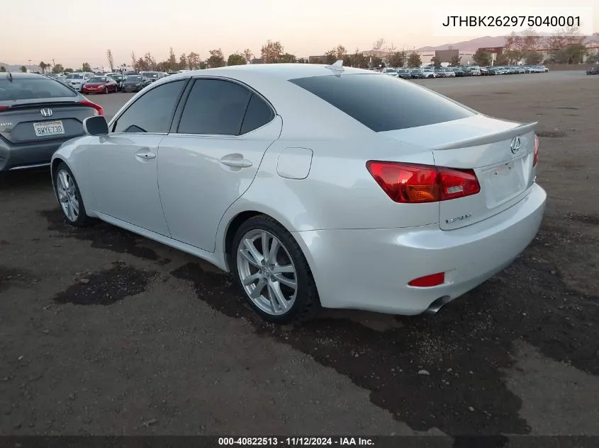 2007 Lexus Is 250 VIN: JTHBK262975040001 Lot: 40822513