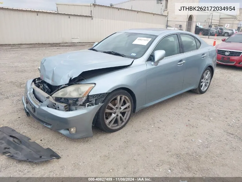 2007 Lexus Is 250 VIN: JTHBK262172034954 Lot: 40827459