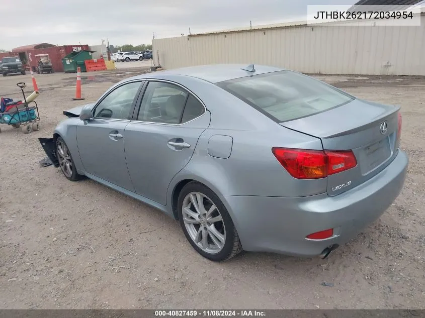 2007 Lexus Is 250 VIN: JTHBK262172034954 Lot: 40827459