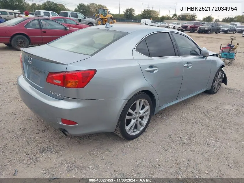 2007 Lexus Is 250 VIN: JTHBK262172034954 Lot: 40827459