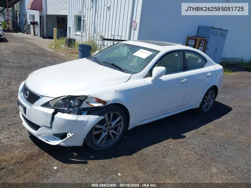 2008 Lexus Is 250 VIN: JTHBK262585051725 Lot: 39422400