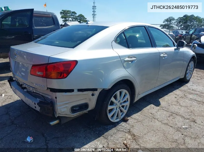 2008 Lexus Is 250 VIN: JTHCK262485019773 Lot: 39615279