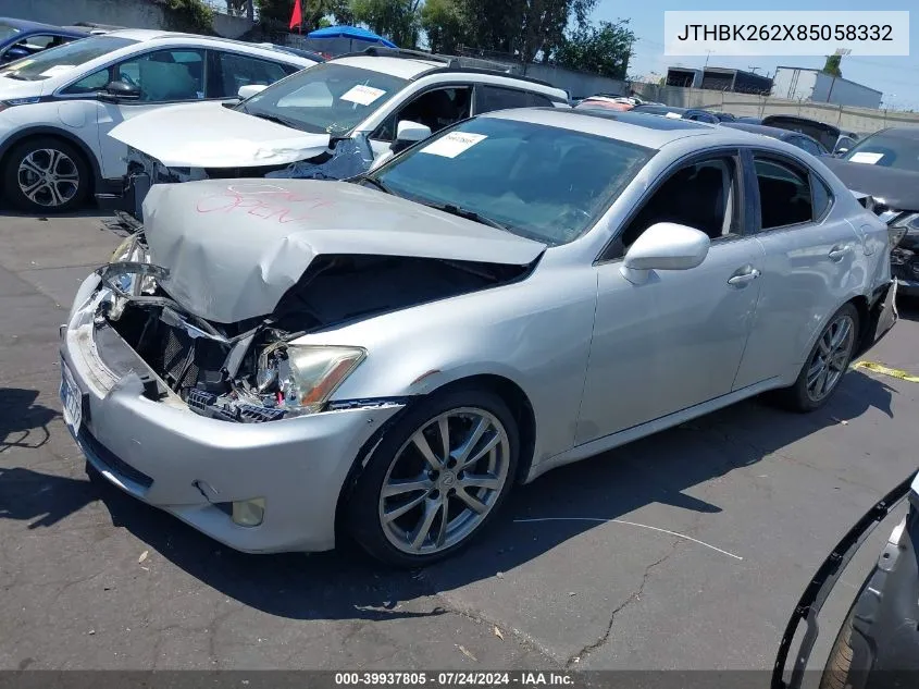 2008 Lexus Is 250 VIN: JTHBK262X85058332 Lot: 39937805