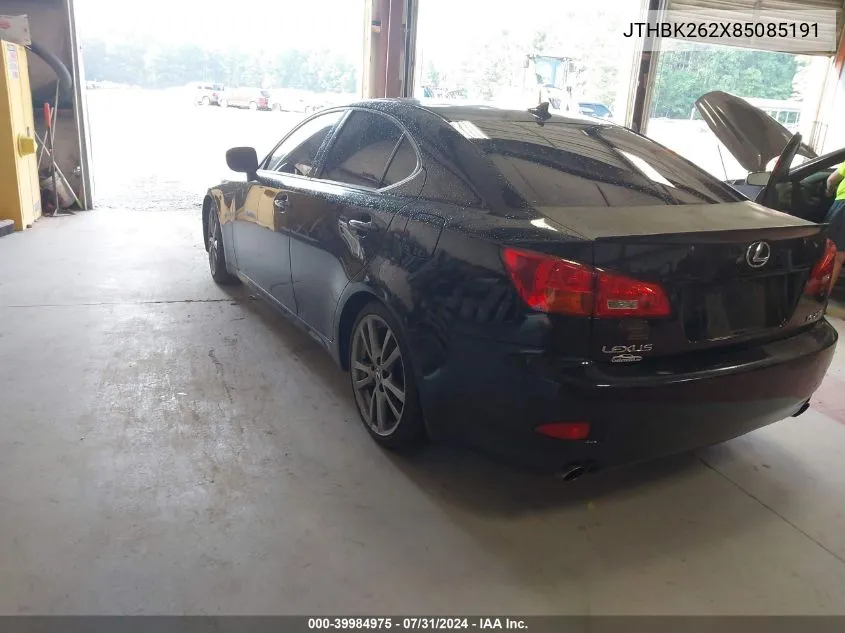 2008 Lexus Is 250 VIN: JTHBK262X85085191 Lot: 39984975