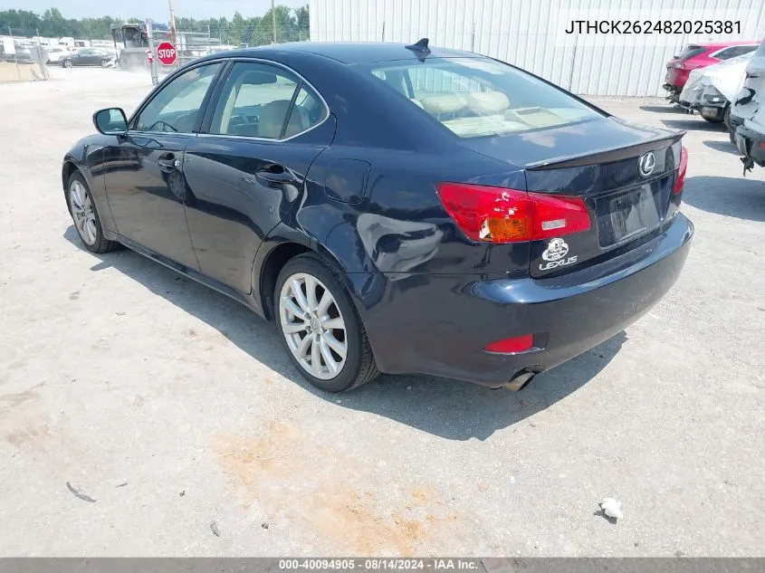 2008 Lexus Is 250 VIN: JTHCK262482025381 Lot: 40094905