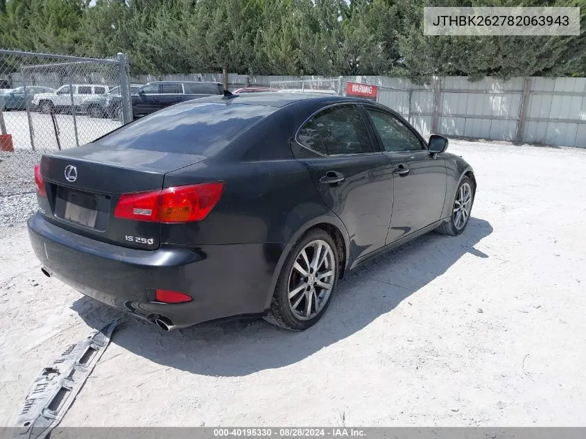 JTHBK262782063943 2008 Lexus Is 250