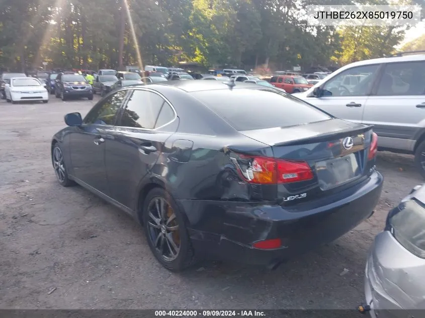 2008 Lexus Is 350 VIN: JTHBE262X85019750 Lot: 40224000