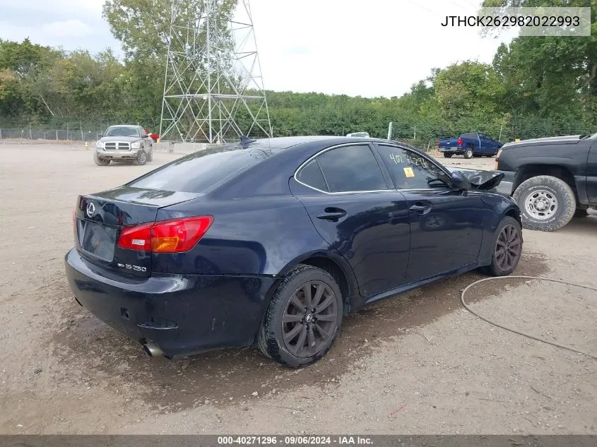 2008 Lexus Is 250 VIN: JTHCK262982022993 Lot: 40271296