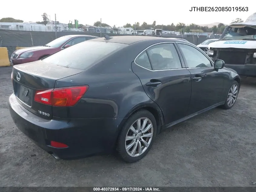 2008 Lexus Is 350 VIN: JTHBE262085019563 Lot: 40372934