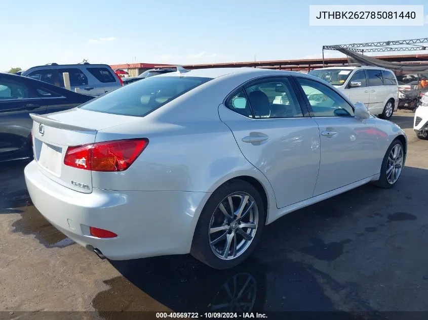 2008 Lexus Is 250 VIN: JTHBK262785081440 Lot: 40569722