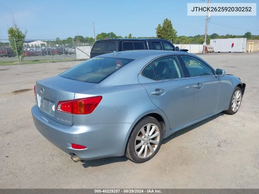 2009 Lexus Is 250 VIN: JTHCK262592030252 Lot: 40229257