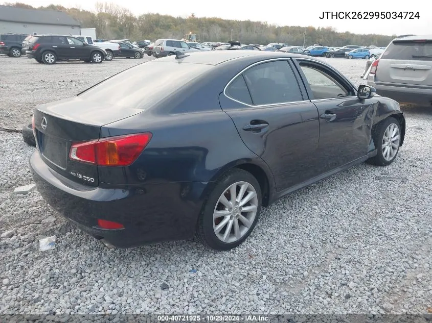 2009 Lexus Is 250 VIN: JTHCK262995034724 Lot: 40721925