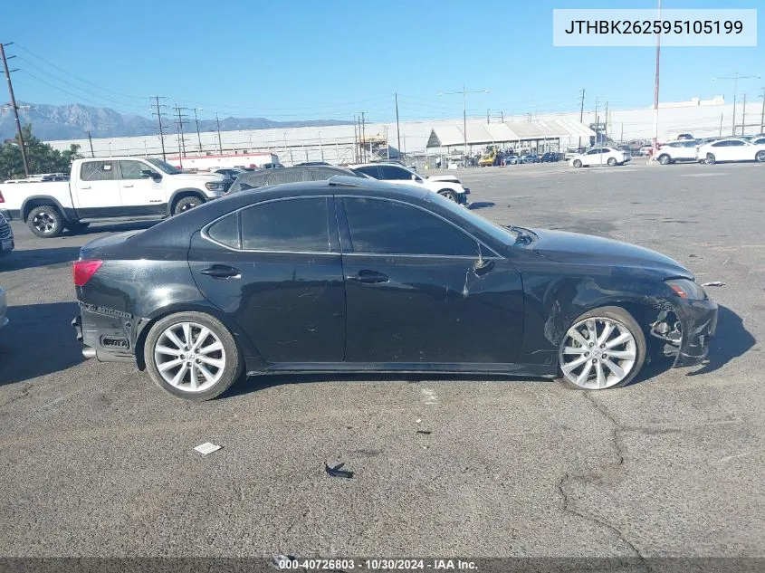 2009 Lexus Is 250 VIN: JTHBK262595105199 Lot: 40726803