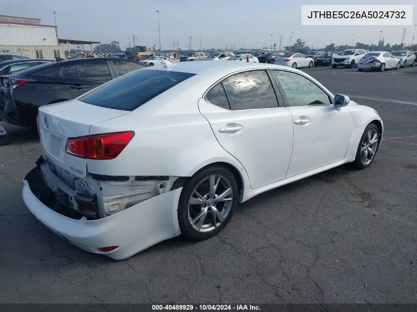 2010 Lexus Is 350 VIN: JTHBE5C26A5024732 Lot: 40489929