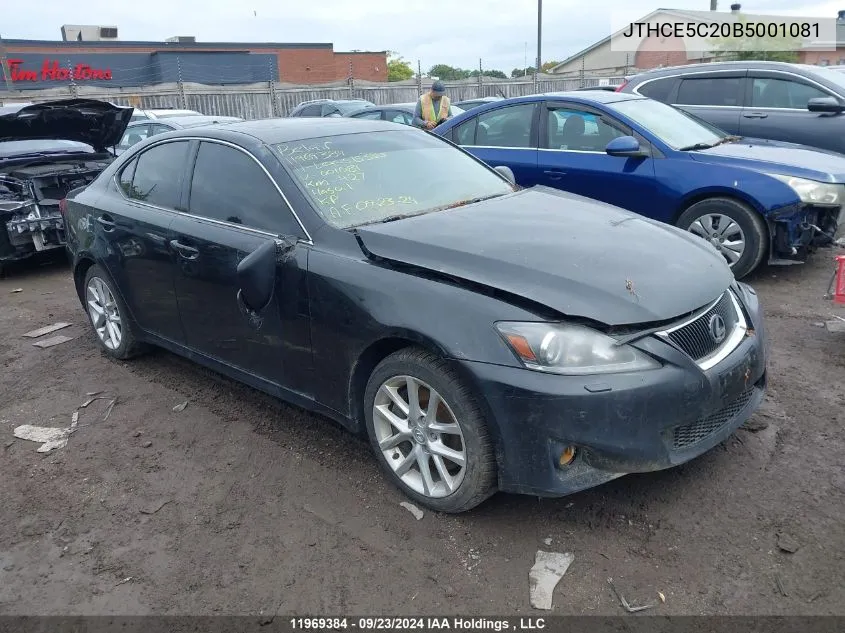 2011 Lexus Is 350 VIN: JTHCE5C20B5001081 Lot: 11969384