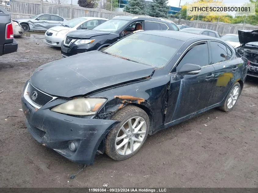 2011 Lexus Is 350 VIN: JTHCE5C20B5001081 Lot: 11969384