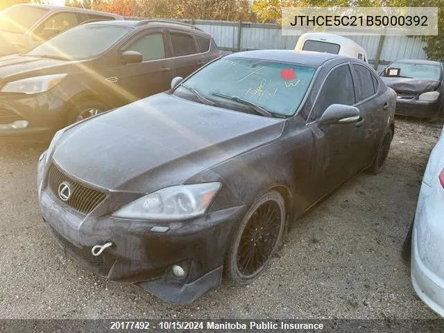 2011 Lexus Is 350 VIN: JTHCE5C21B5000392 Lot: 20177492