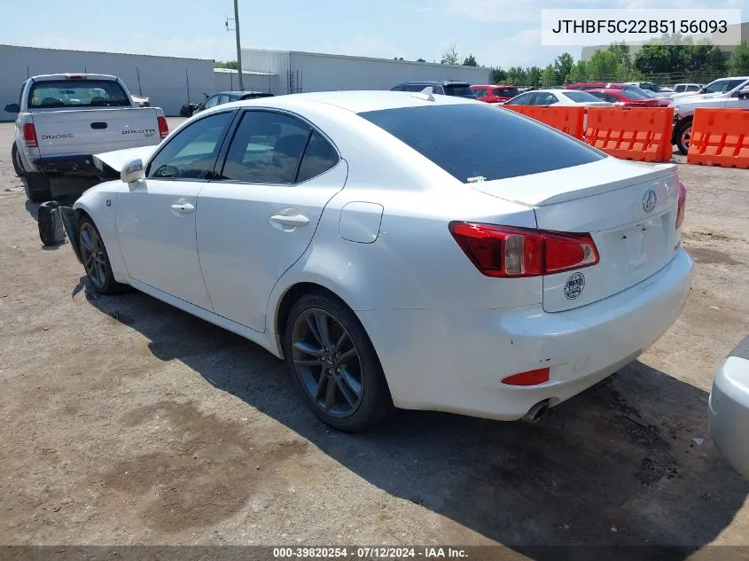 2011 Lexus Is 250 VIN: JTHBF5C22B5156093 Lot: 39820254