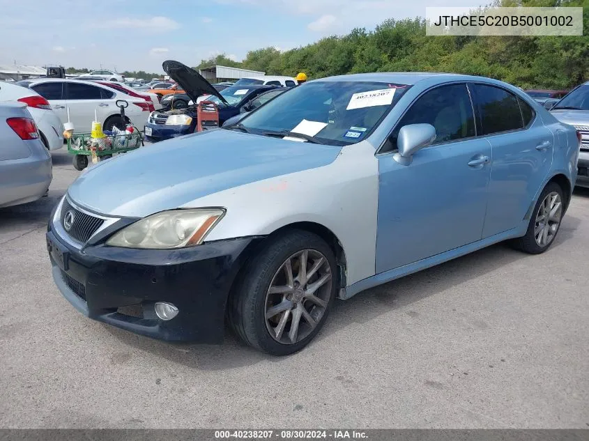 2011 Lexus Is 350 VIN: JTHCE5C20B5001002 Lot: 40238207